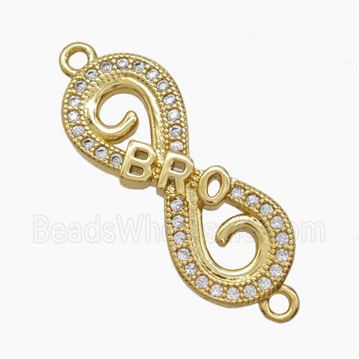 Copper Infinity Connector Pave Zirconia BRO 18K Gold Plated