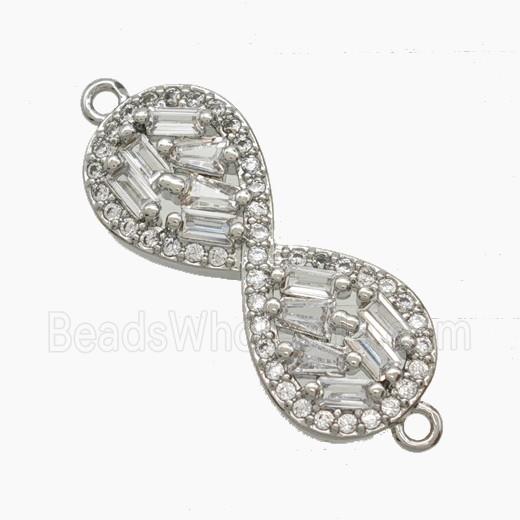 Copper Infinity Connector Pave Zirconia Platinum Plated