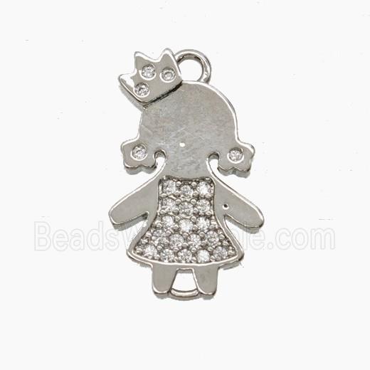 Copper Kids Girls Connector Pave Zirconia Platinum Plated