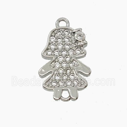 Copper Kids Girls Connector Pave Zirconia Platinum Plated