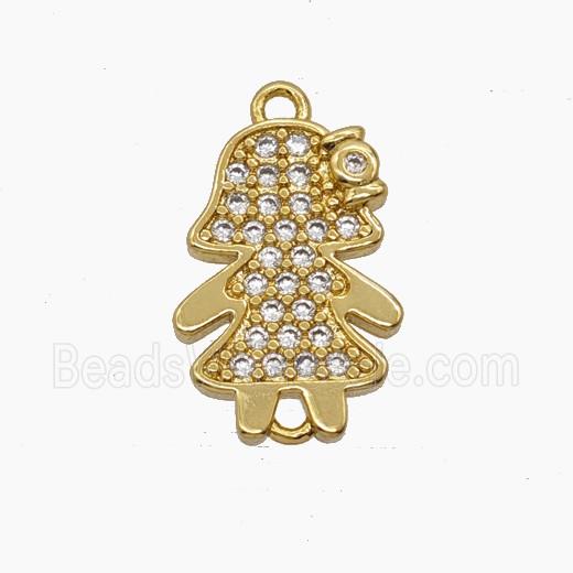 Copper Kids Girls Connector Pave Zirconia 18K Gold Plated