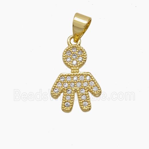 Copper Kids Boy Pendant Pave Zirconia 18K Gold Plated