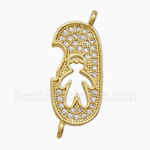 Copper Kids Boy Connector Pave Zirconia 18K Gold Plated