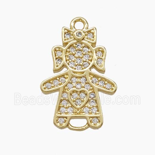 Copper Kids Girls Connector Pave Zirconia 18K Gold Plated
