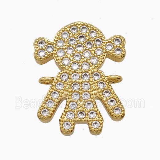 Copper Kids Girls Connector Pave Zirconia 18K Gold Plated