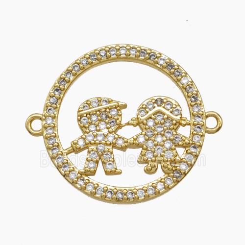 Copper Kids Connector Pave Zirconia 18K Gold Plated