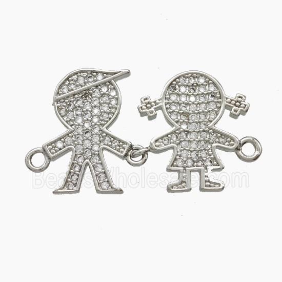 Copper Kids Connector Pave Zirconia Platinum Plated