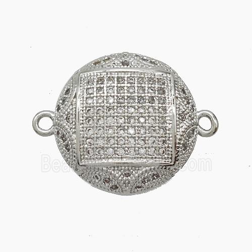 Copper Connector Pave Zirconia Platinum Plated