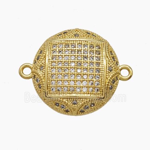 Copper Connector Pave Zirconia 18K Gold Plated