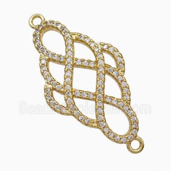 Copper Knot Connector Pave Zirconia 18K Gold Plated