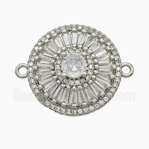 Copper Flower Connector Pave Zirconia Platinum Plated