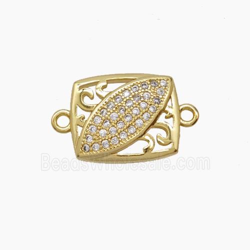 Copper Eye Connector Pave Zirconia Rectangle 18K Gold Plated