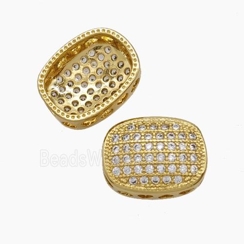 Copper Oval Beads Pave Zirconia 18K Gold Plated