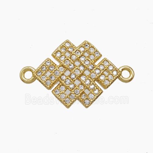 Copper Knot Connector Pave Zirconia 18K Gold Plated