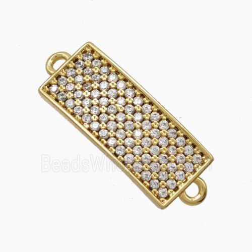 Copper Rectangle Connector Pave Zirconia Curving 18K Gold Plated