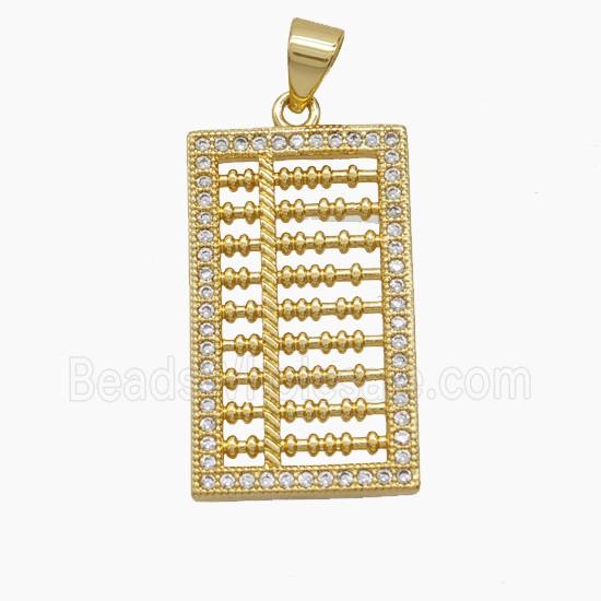 Chinese Abacus Charms Copper Pendant Pave Zirconia 18K Gold Plated