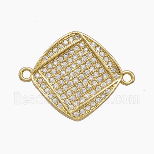 Copper Square Connector Pave Zirconia 18K Gold Plated