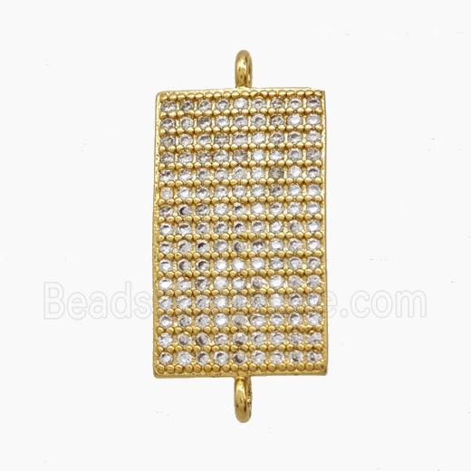 Copper Rectangle Connector Pave Zirconia 18K Gold Plated
