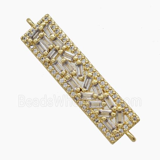 Copper Rectangle Connector Pave Zirconia 18K Gold Plated
