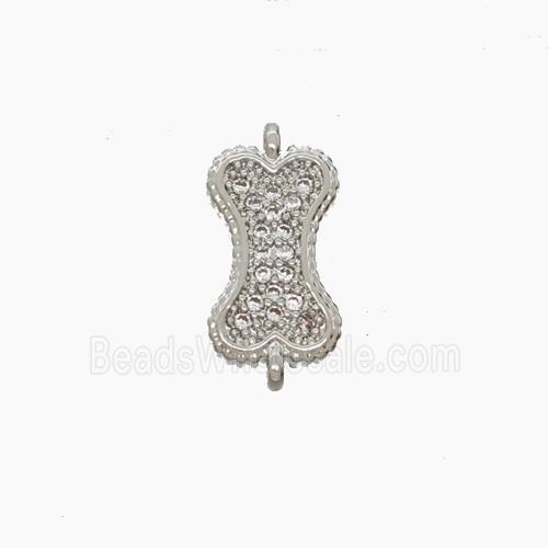 Copper Dogbone Connector Pave Zirconia Platinum Plated