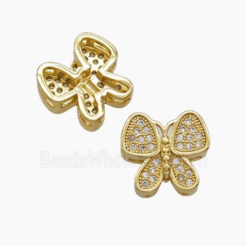 Copper Butterfly Beads Pave Zirconia 18K Gold Plated