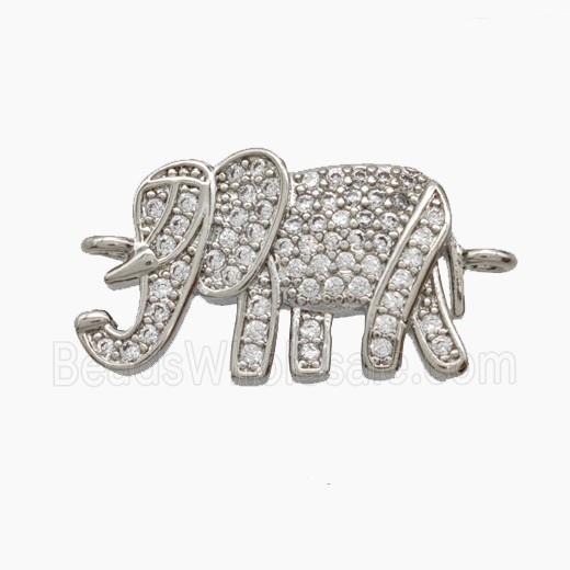 Copper Elephant Connector Pave Zirconia Platinum Plated