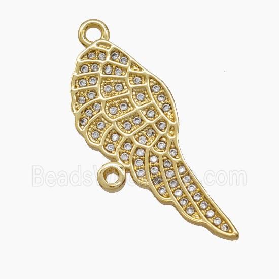 Copper Angel Wings Pendant Pave Zirconia 2loops 18K Gold Plated