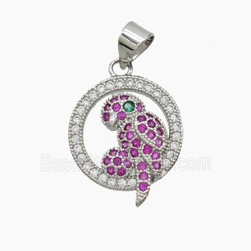 Copper Birds Pendant Pave Zirconia Platinum Plated
