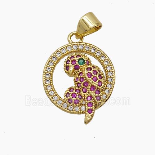 Copper Birds Pendant Pave Zirconia 18K Gold Plated