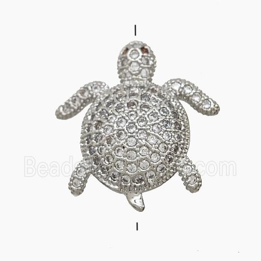 Copper Tortoise Beads Pave Zirconia Platinum Plated