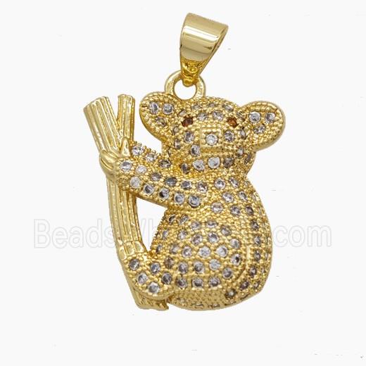Copper Bear Pendant Pave Zirconia 18K Gold Plated