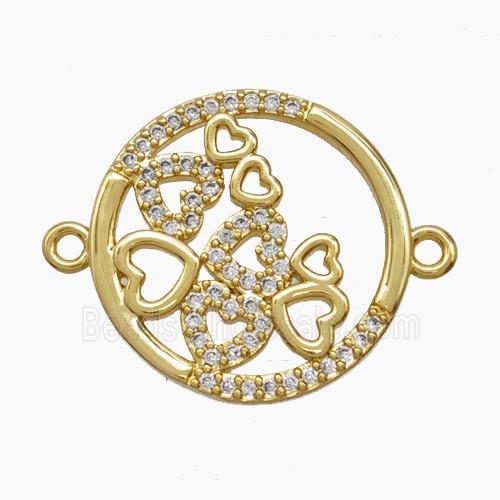 Copper Heart Connector Pave Zirconia 18K Gold Plated