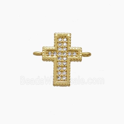 Copper Cross Connector Pave Zirconia 18K Gold Plated