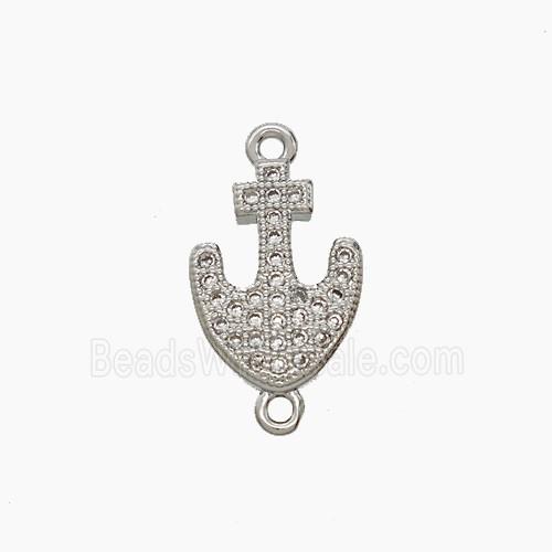 Copper Anchor Connector Micropave Zirconia Platinum Plated