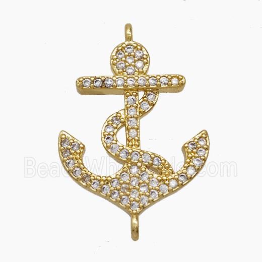 Copper Anchor Pendant Pave Zirconia 18K Gold Plated