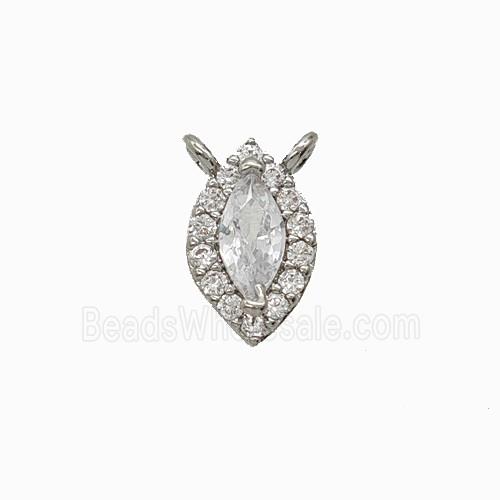Copper Eye Pendant Pave Zirconia Crystal Glass 2loops Platinum Plated