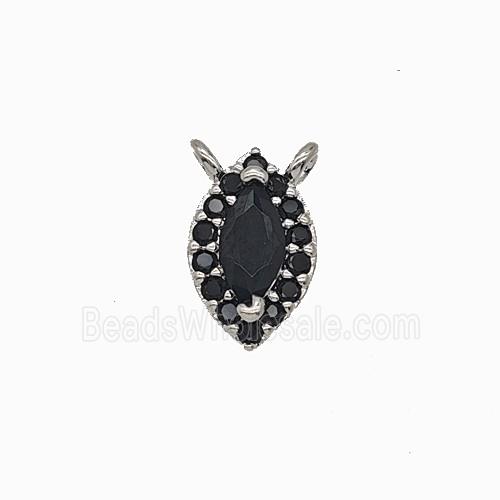 Copper Eye Pendant Pave Zirconia Black Crystal Glass 2loops Platinum Plated