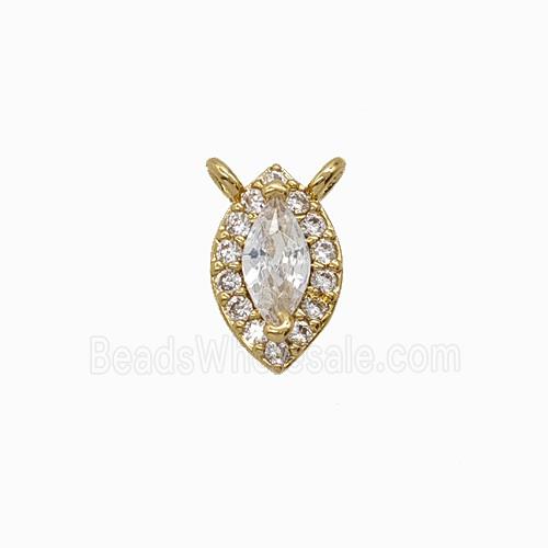 Copper Eye Pendant Pave Zirconia Crystal Glass 2loops Gold Plated
