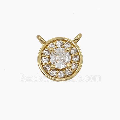 Copper Circle Pendant Pave Zirconia Crystal Glass 2loops Gold Plated