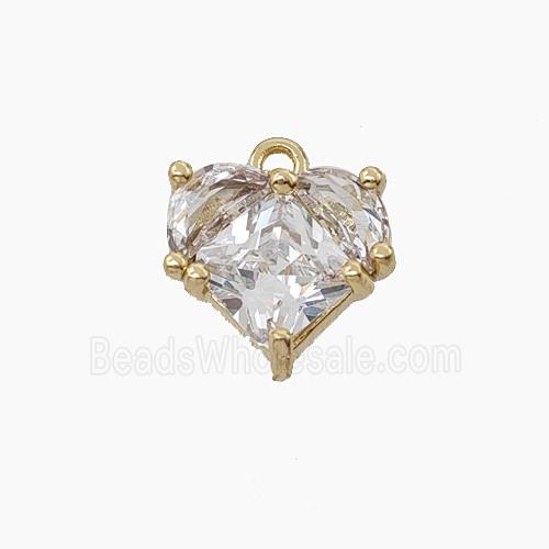Copper Heart Pendant Pave Crystal Glass Gold Plated