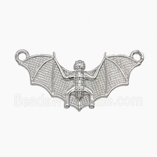 Halloween Bat Charms Copper Pendant 2loops Platinum Plated