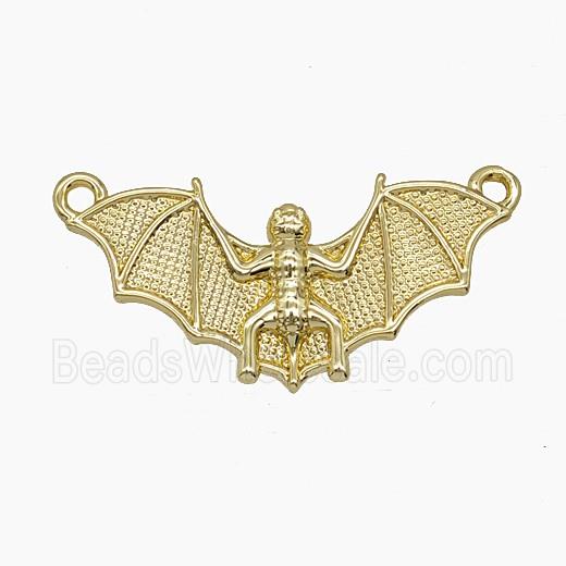 Halloween Bat Charms Copper Pendant 2loops Gold Plated