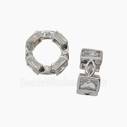 Copper Circle Beads Pave Zirconia Platinum pLated