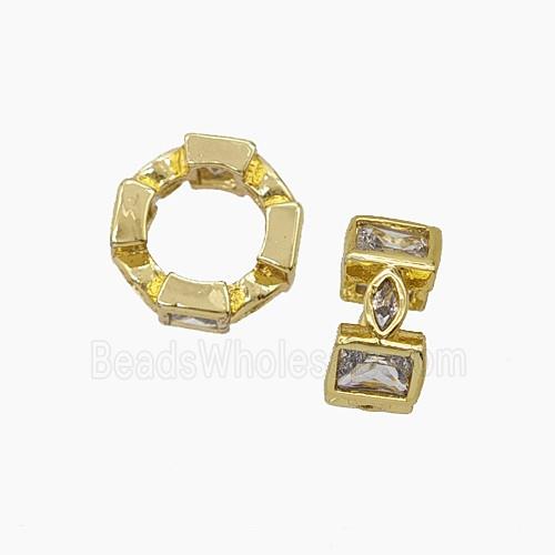 Copper Circle Beads Pave Zirconia Gold Plated