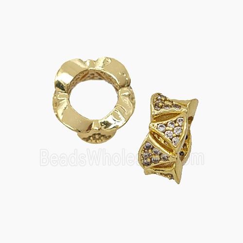 Copper Circle Beads Pave Zirconia Gold Plated