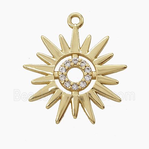 Copper Sun Pendant Pave Zirconia Gold Plated