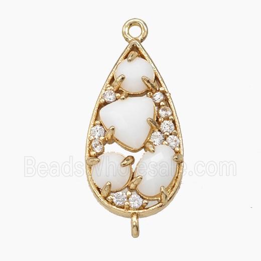 Copper Teardrop Connector Pave Cateye Crystal Gold Plated