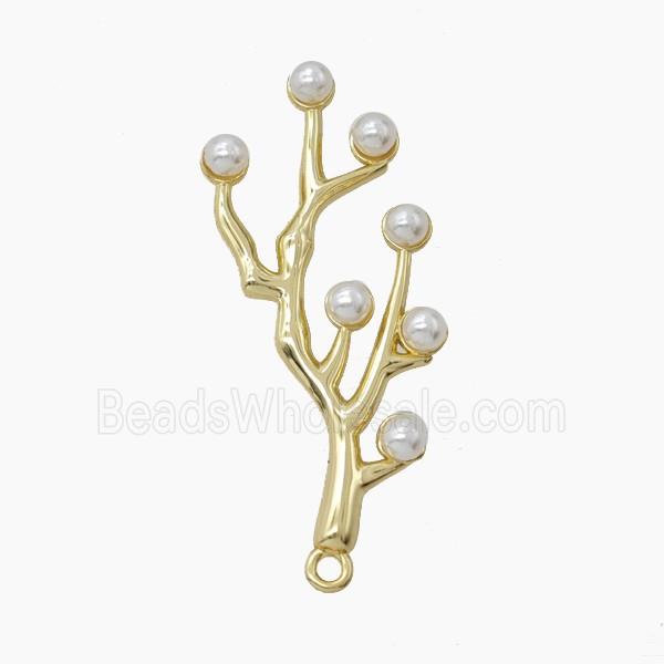 Copper Coral-Reef Pendant Pave Resin Gold Plated