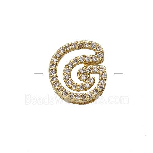 Copper Letter-G Beads Pave Zirconia Gold Plated