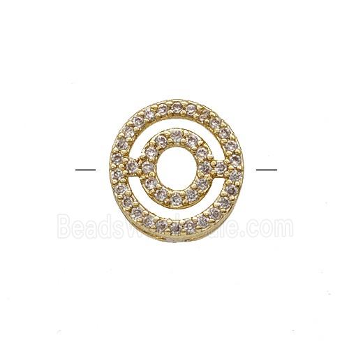Copper Letter-O Beads Pave Zirconia Gold Plated